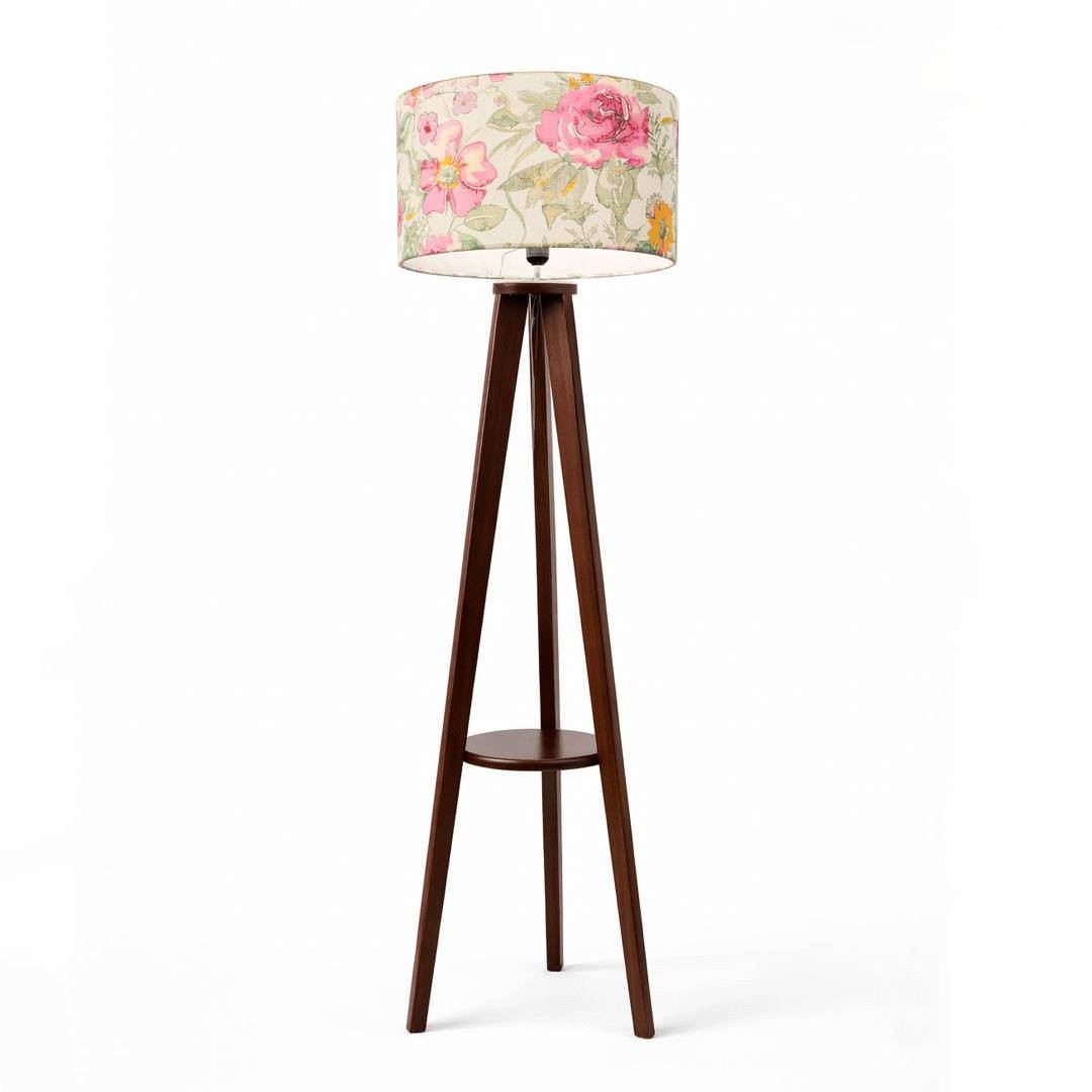 Wooden floor lamp 1 shelf