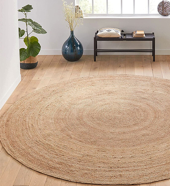 Natural Round Hand Woven Jute Rug 05 Feet