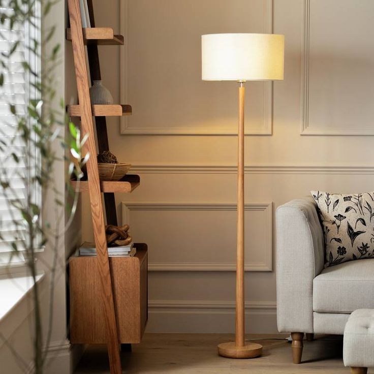 Wooden floor lamp