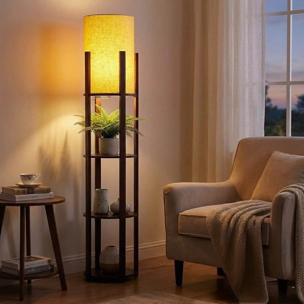 Wooden floor lamp