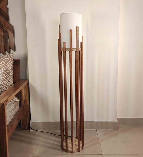 Wooden floor lamp