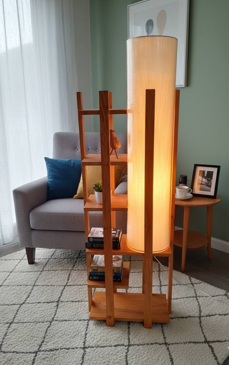 Wooden floor lamp